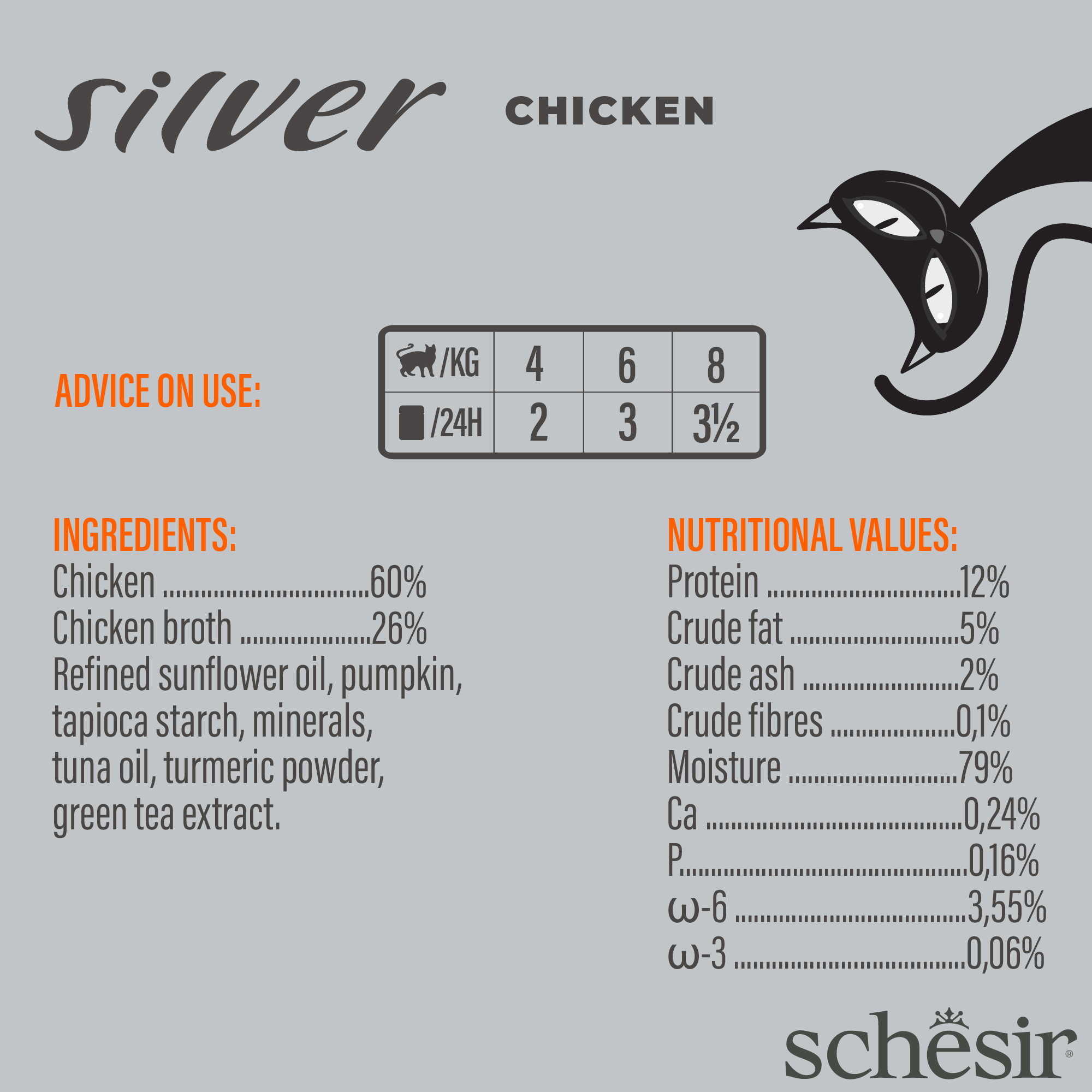Schesir Cat Silver Wholefood Canned 70g Senior Chicken in Broth Wet Cat Food image 2