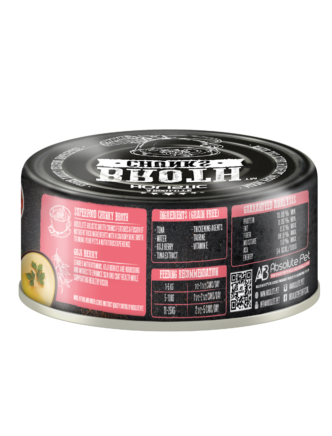 Absolute Holistic Broth Chunks Tuna Thick Cuts & Goji Berry Wet Cat & Dog Food 80G image 2