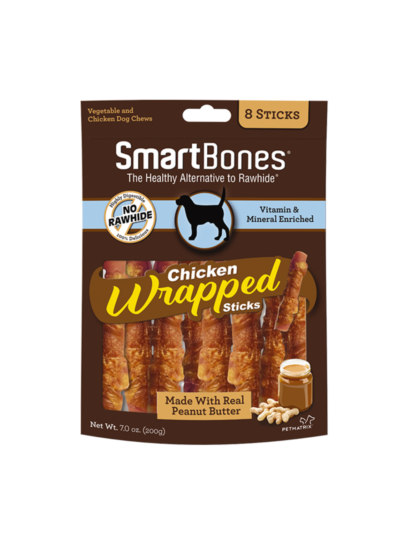 Smartbones Dog 8pcs Regular Chicken Wrapped Peanut Butter Sticks Dog Treat image 2