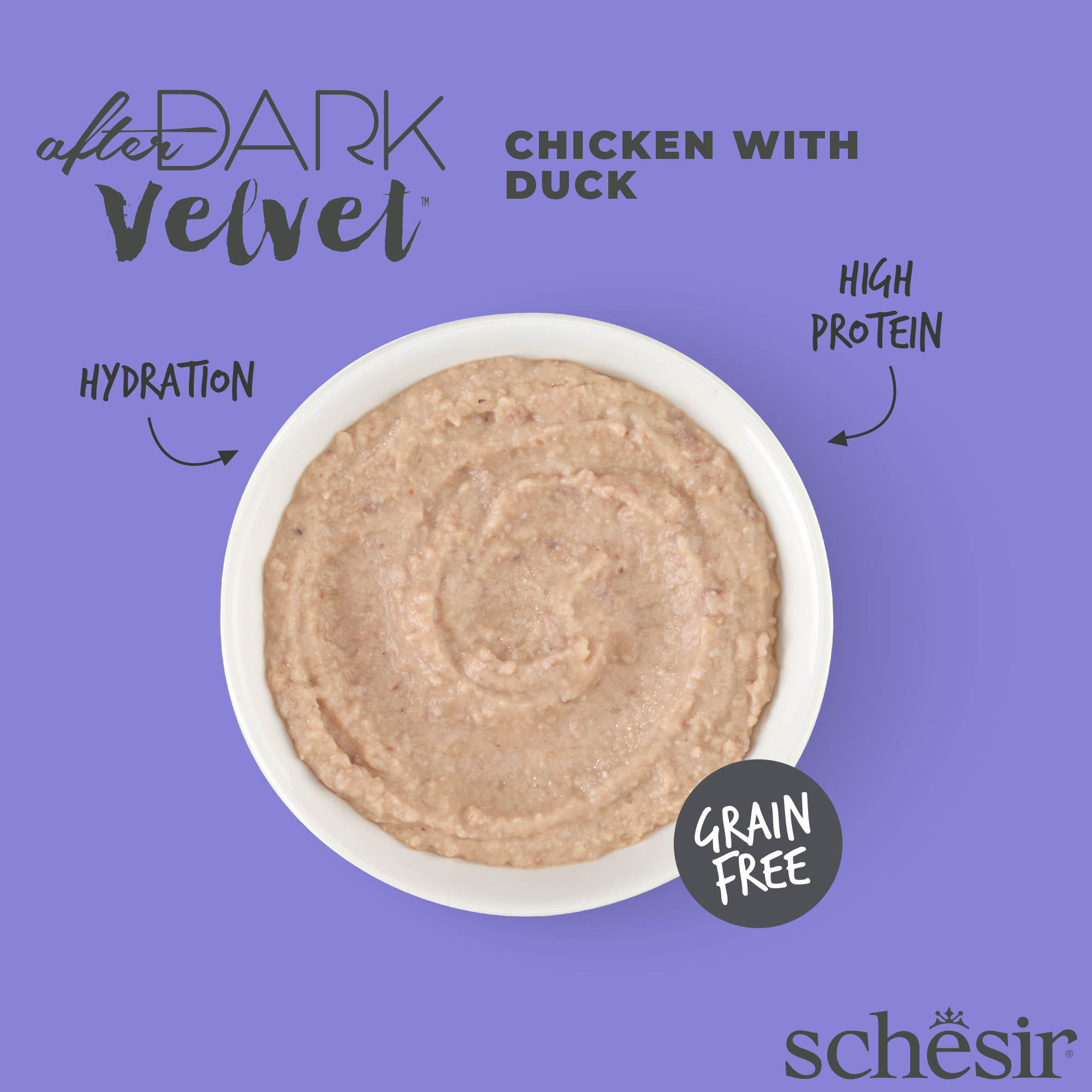 Schesir Cat After Dark Velvet Mousse 80g Chicken with Duck Pouch Wet Cat Food image 3
