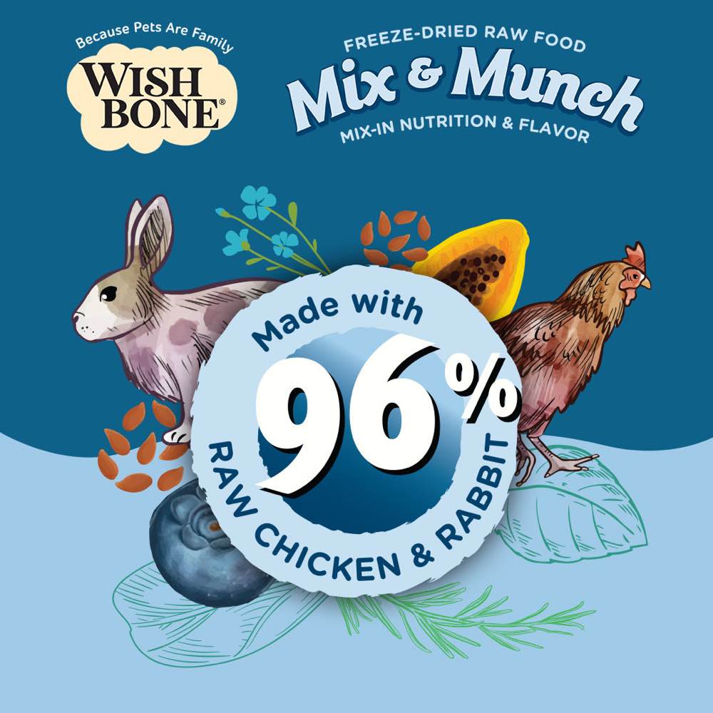 Wishbone Cat 350g Mix & Munch Chicken and Rabbit Freeze Dried Raw Cat Food image 2