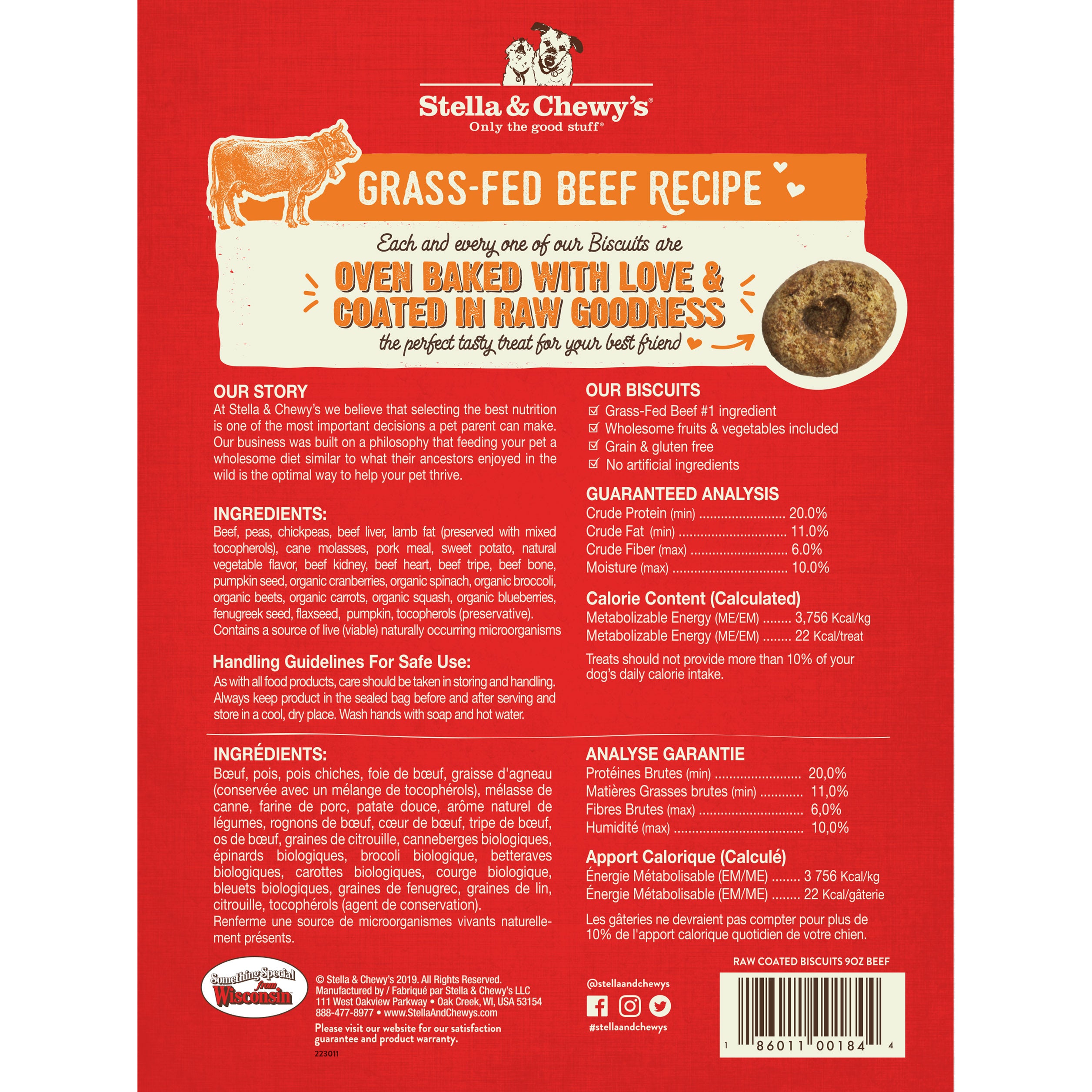 Stella & Chewy's Raw Coated Biscuits (Beef) Dog Treats 156g image 2