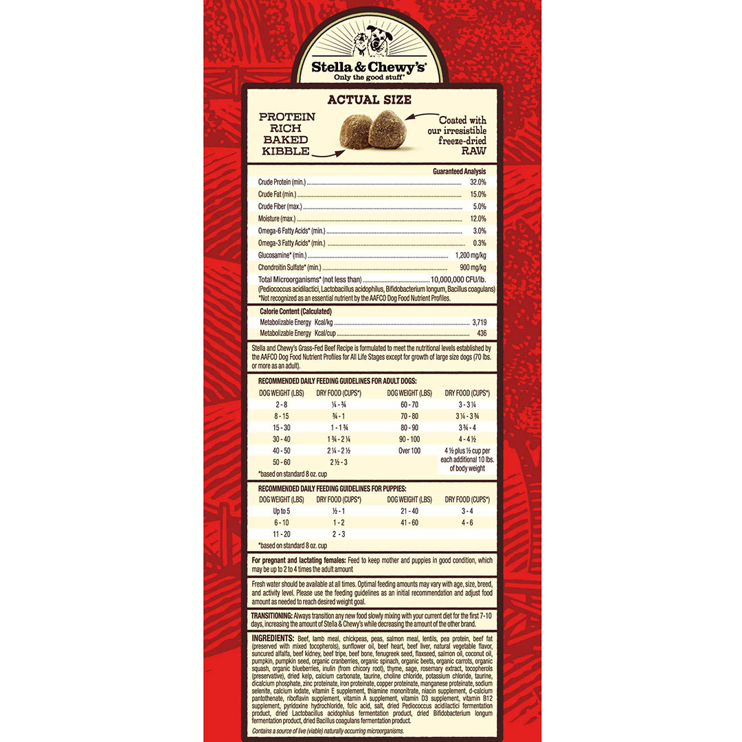 Stella & Chewy's Raw Coated Kibble 22lb (10kg) Beef Dry Dog Food image 2