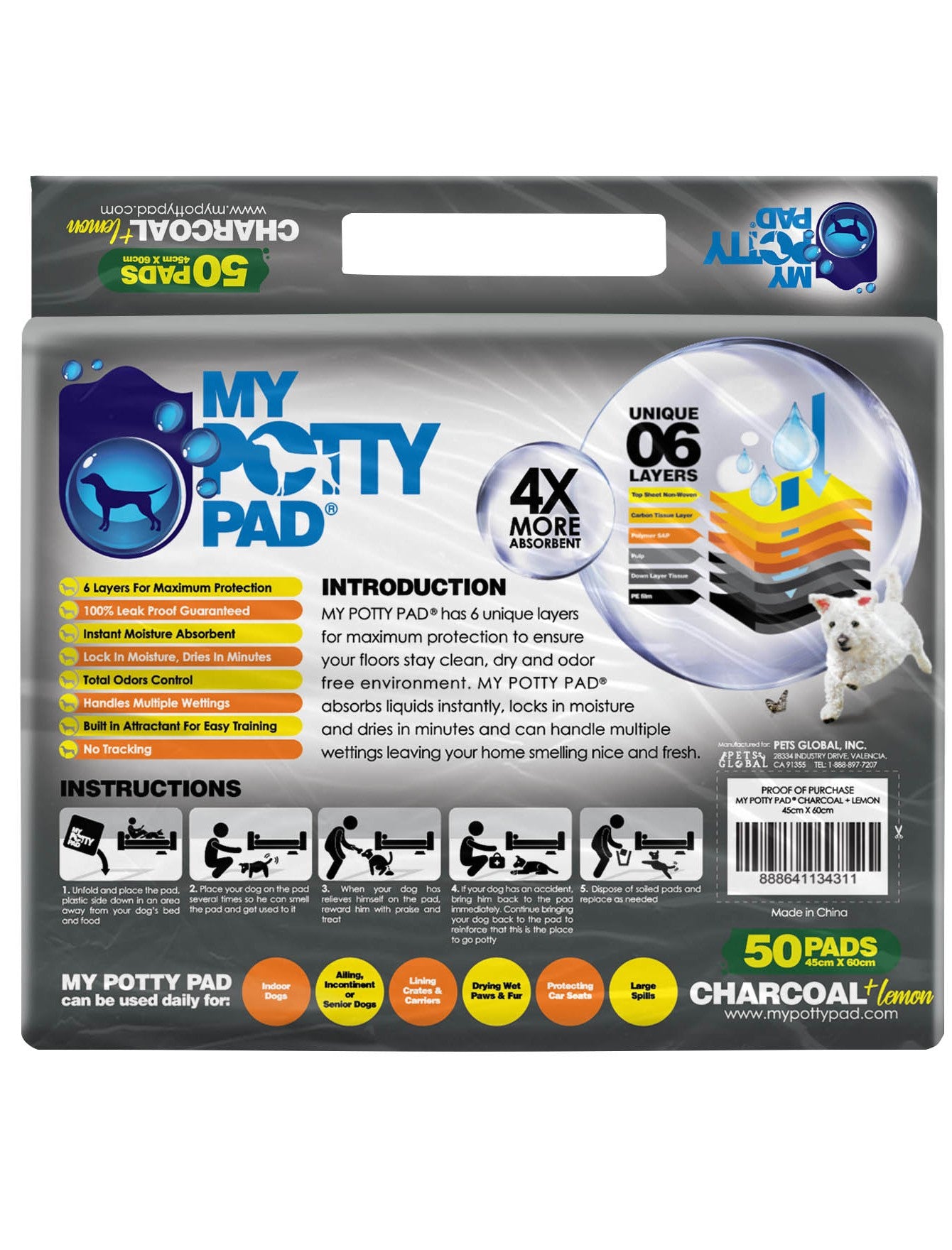 My Potty Pad Charcoal and Lemon Pee Pad For Dogs S | 100 pcs image 7