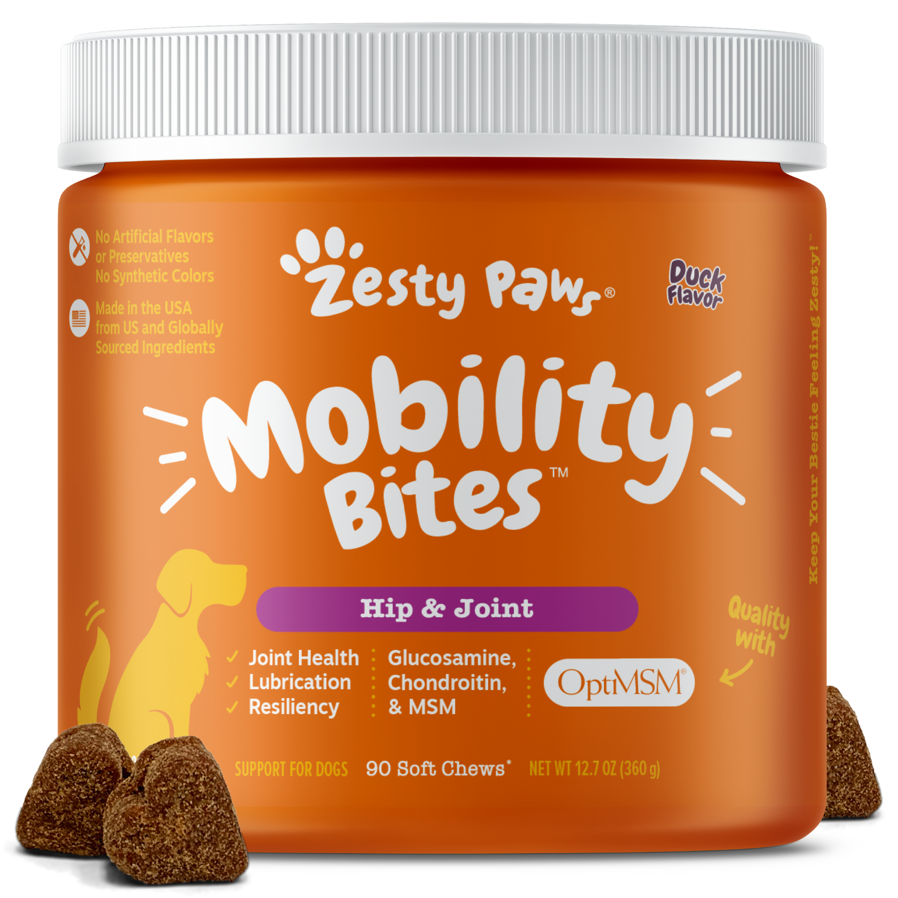 Zesty Paws 90ct Mobility Bites Duck Flavour Hip & Joint Supplement for Dogs image 2