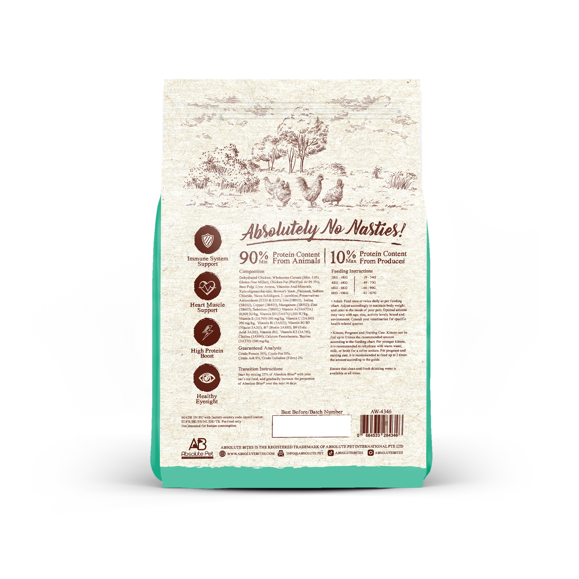 Absolute Bites Cat Wild Age 1.5kg Chicken Dry Cat Food image 2