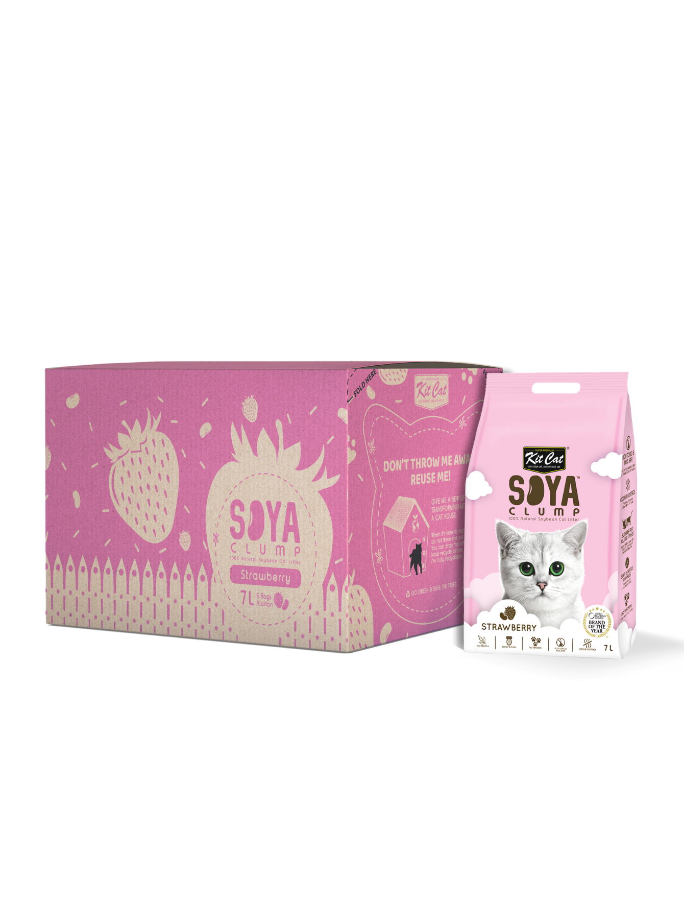 Kit Cat 7L Soya Clump Strawberry Cat Litter image 3
