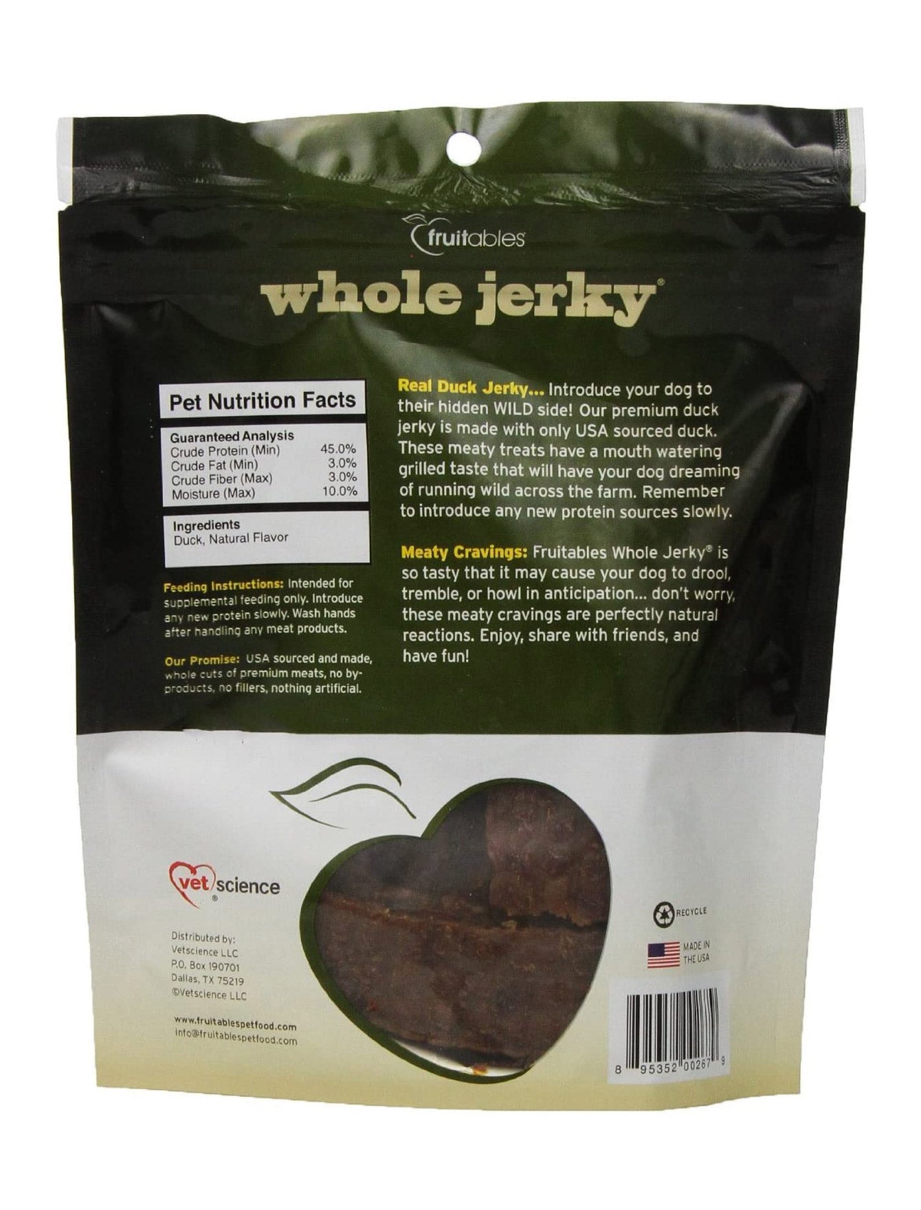 Fruitables Whole Jerky Dog Treats In Grilled Duck Dog Treats 140g image 2