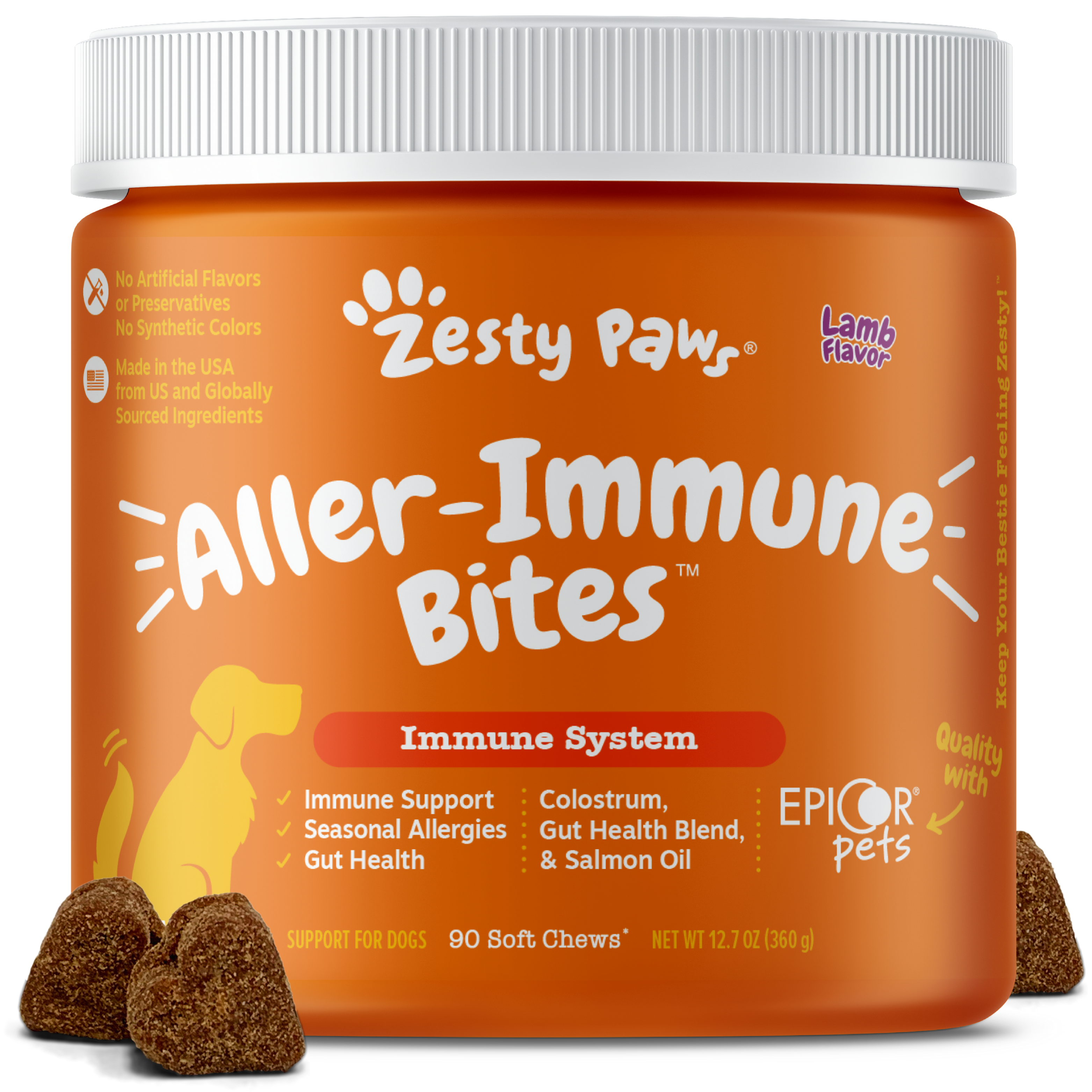 Zesty Paws 90ct Aller-Immune Bites Lamb Supplement for Dog image 2