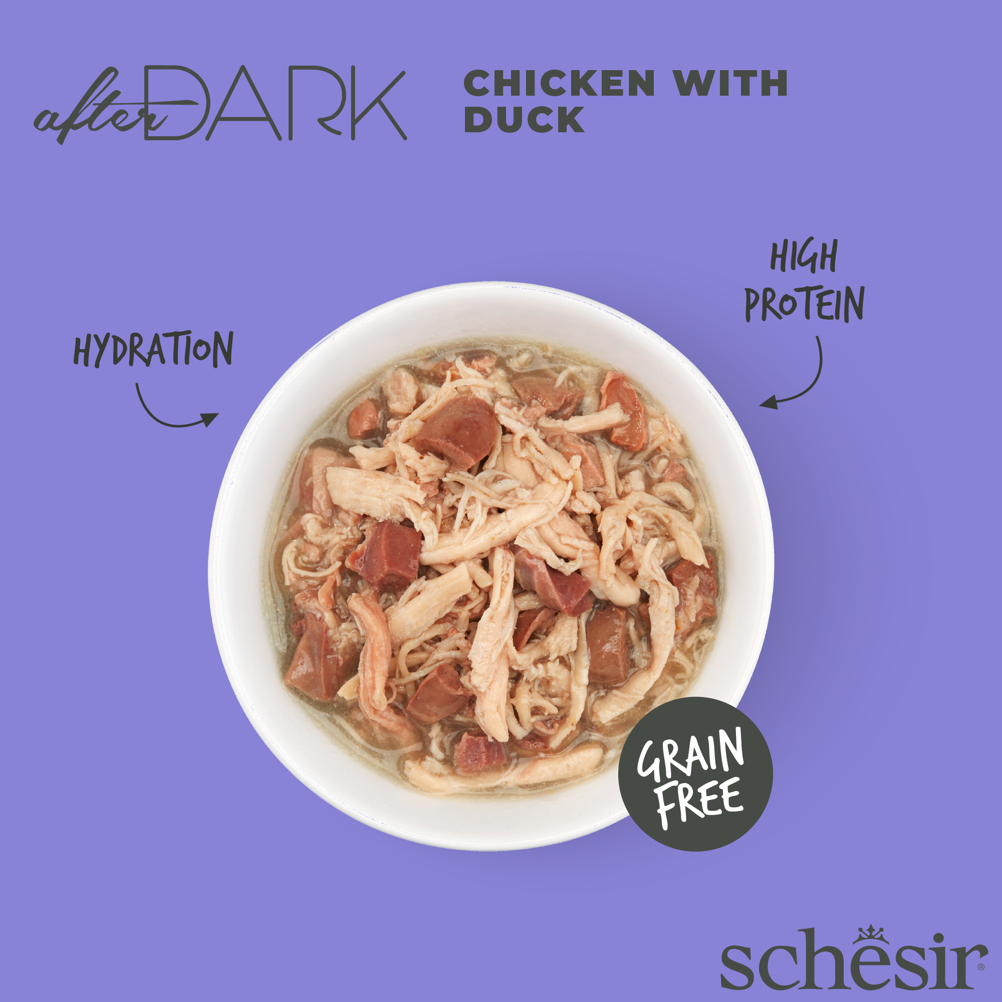 Schesir Cat After Dark Wholefood Canned 80g Chicken with Duck Wet Cat Food image 3