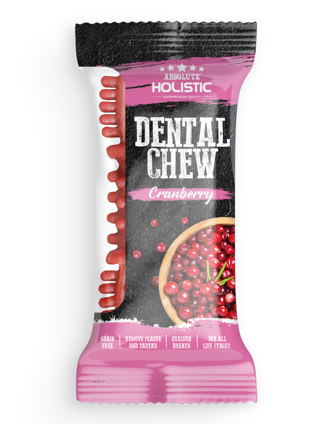 Absolute Holistic Dog 4" (25g) Dental Chew Cranberry Dog Treat image 2