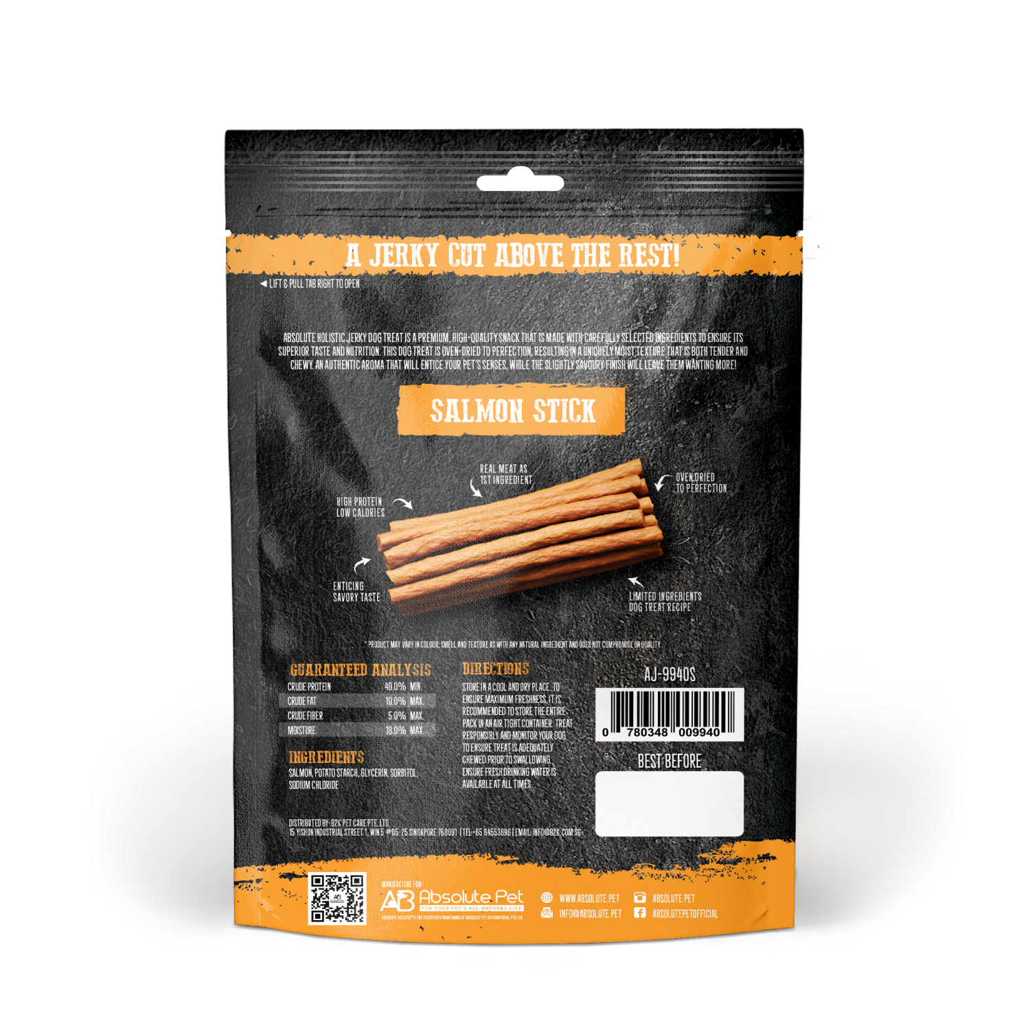 Absolute Holistic Dog 100g Jerky Salmon Stick Dog Treat image 2