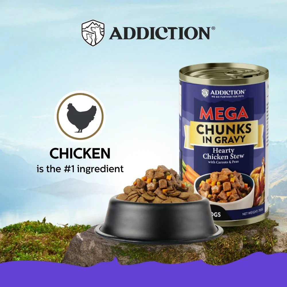 Addiction Dog 700g Mega Hearty Chicken Stew Chunks in Gravy Wet Canned Dog Food image 3