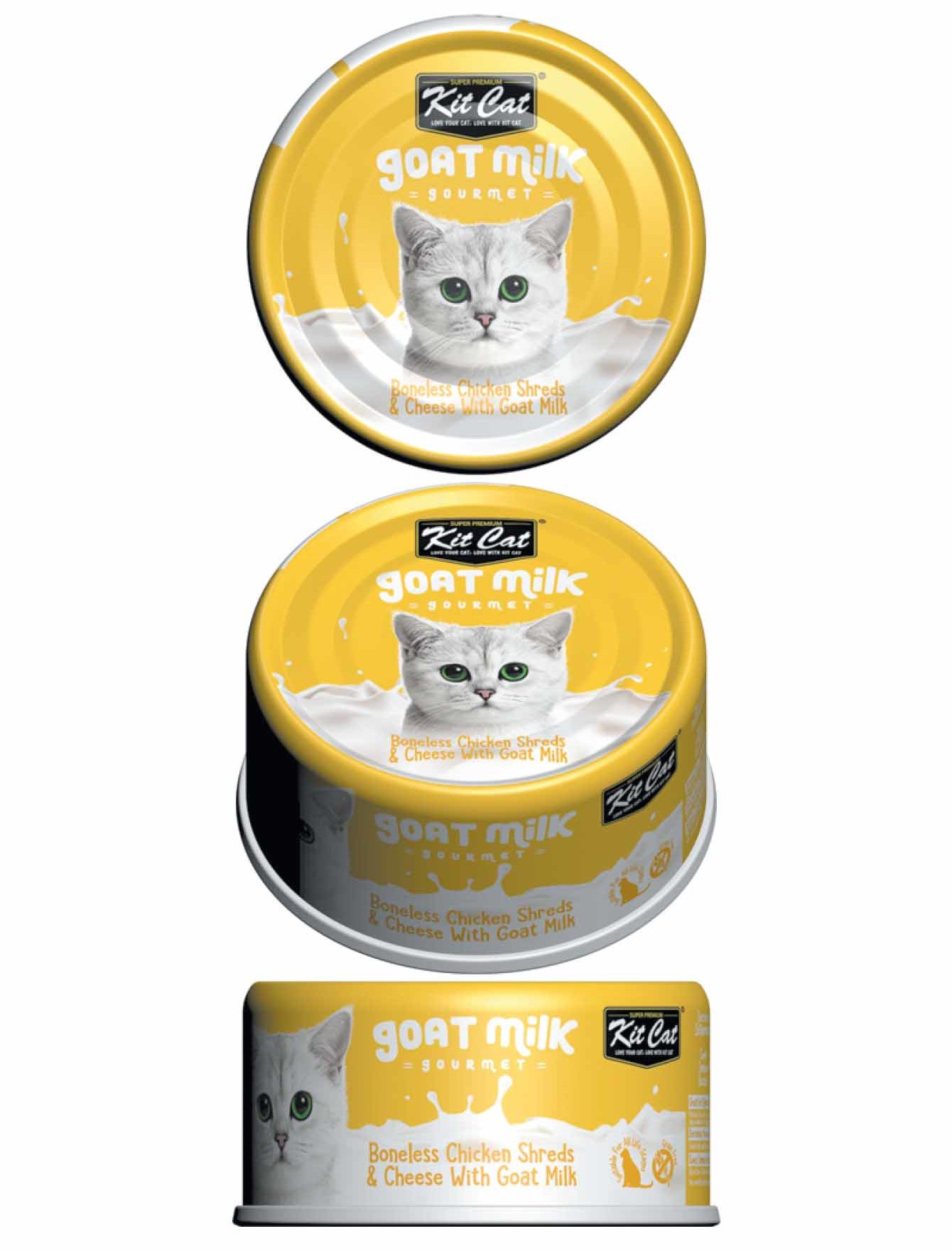 Kit Cat 70g Goat Milk Gourmet Boneless Chicken Shreds & Cheese With Goat Milk Wet Cat Food (EXP: 18 Mar 2027) image 3