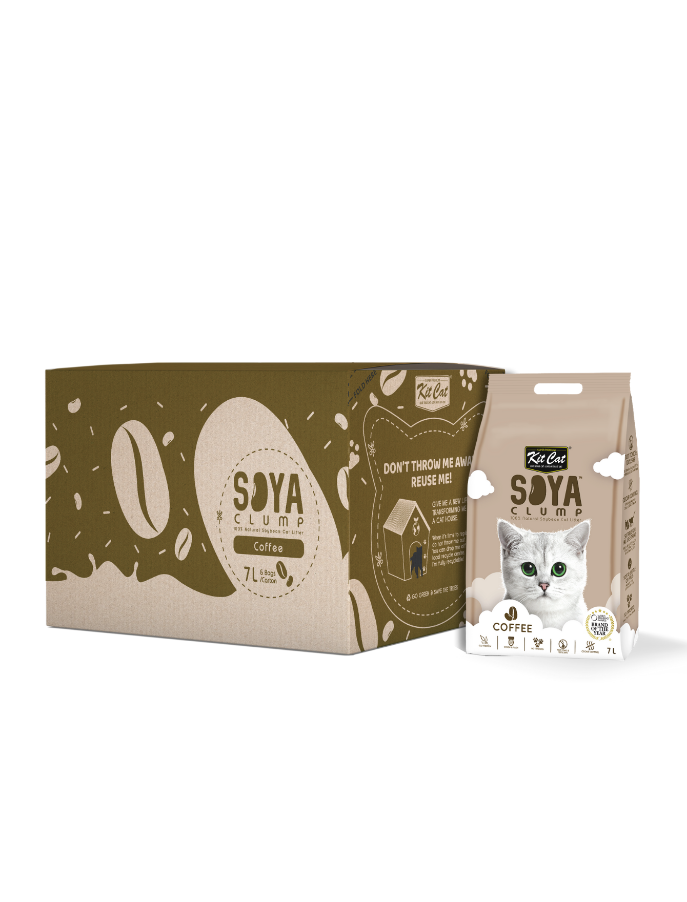 Kit Cat 7L Soya Clump Coffee Cat Litter image 3