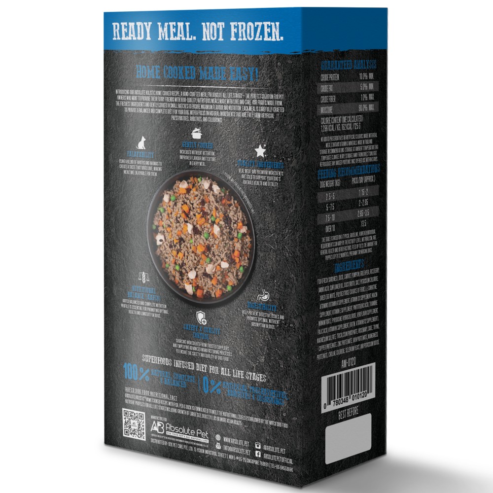Absolute Holistic Home Cooked Recipe Trial Pack (125G X 3) Fish, Peas & Duck Dog Food image 6