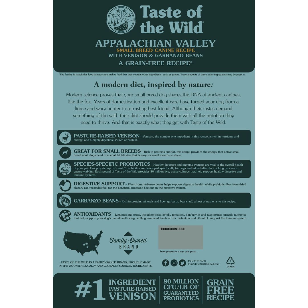 Taste of the Wild Dog 12.2kg Appalachian Valley Small Breed Dry Dog Food image 3