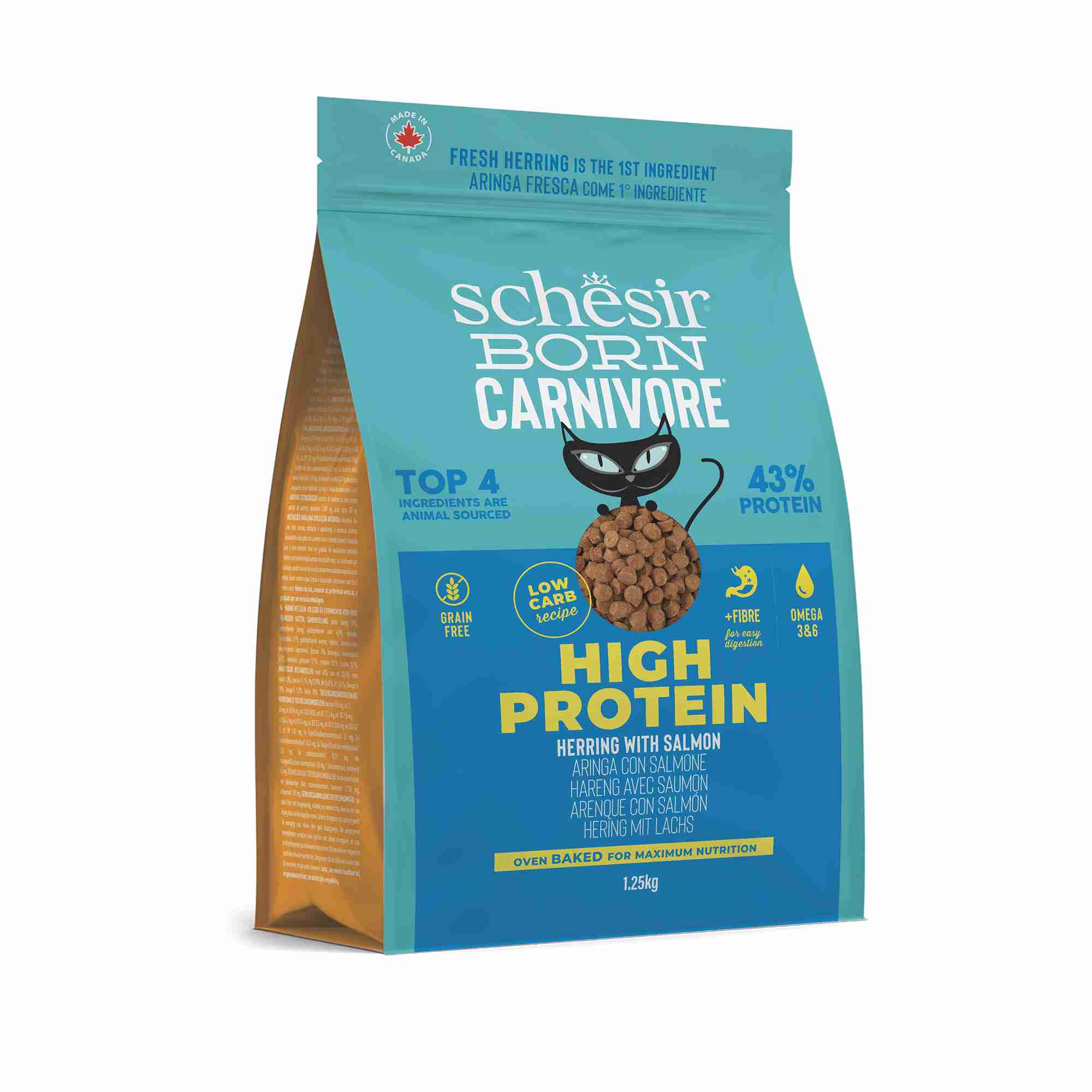 Schesir Cat 1.25kg Born Carnivore Herring with Salmon Baked Dry Recipe Dry Cat Food image 10