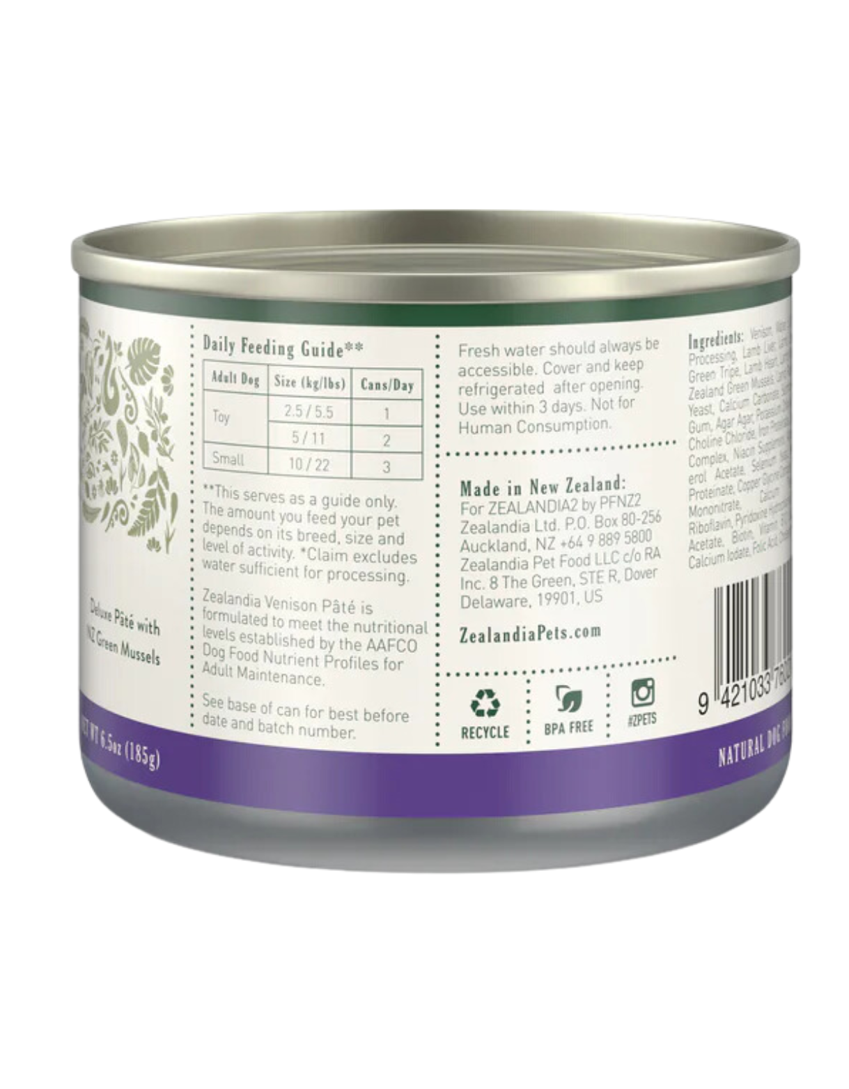 Zealandia Dog 185g Venison Pate Wet Dog Food image 4