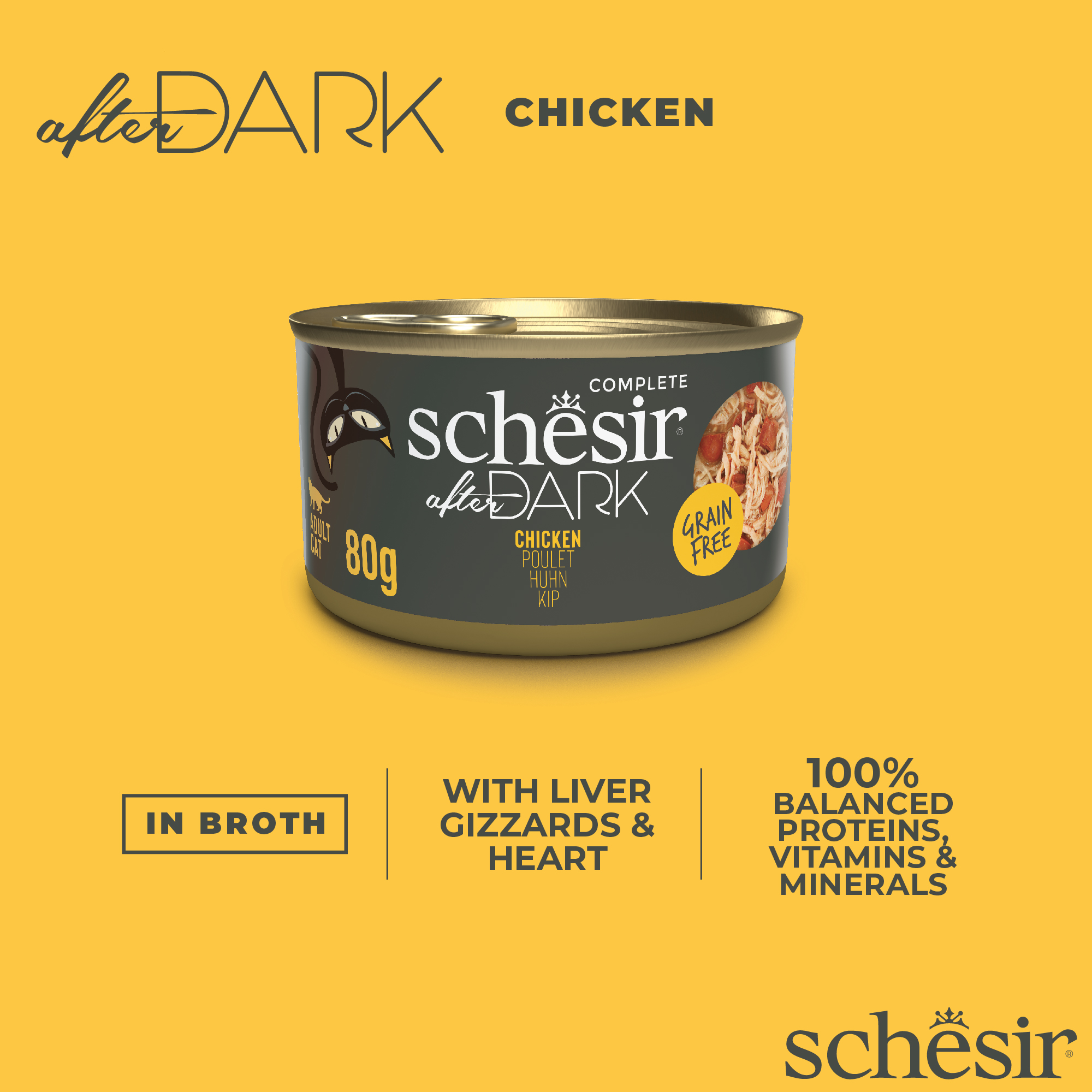 Schesir Cat After Dark Wholefood Canned 80g Chicken Wet Cat Food image 4